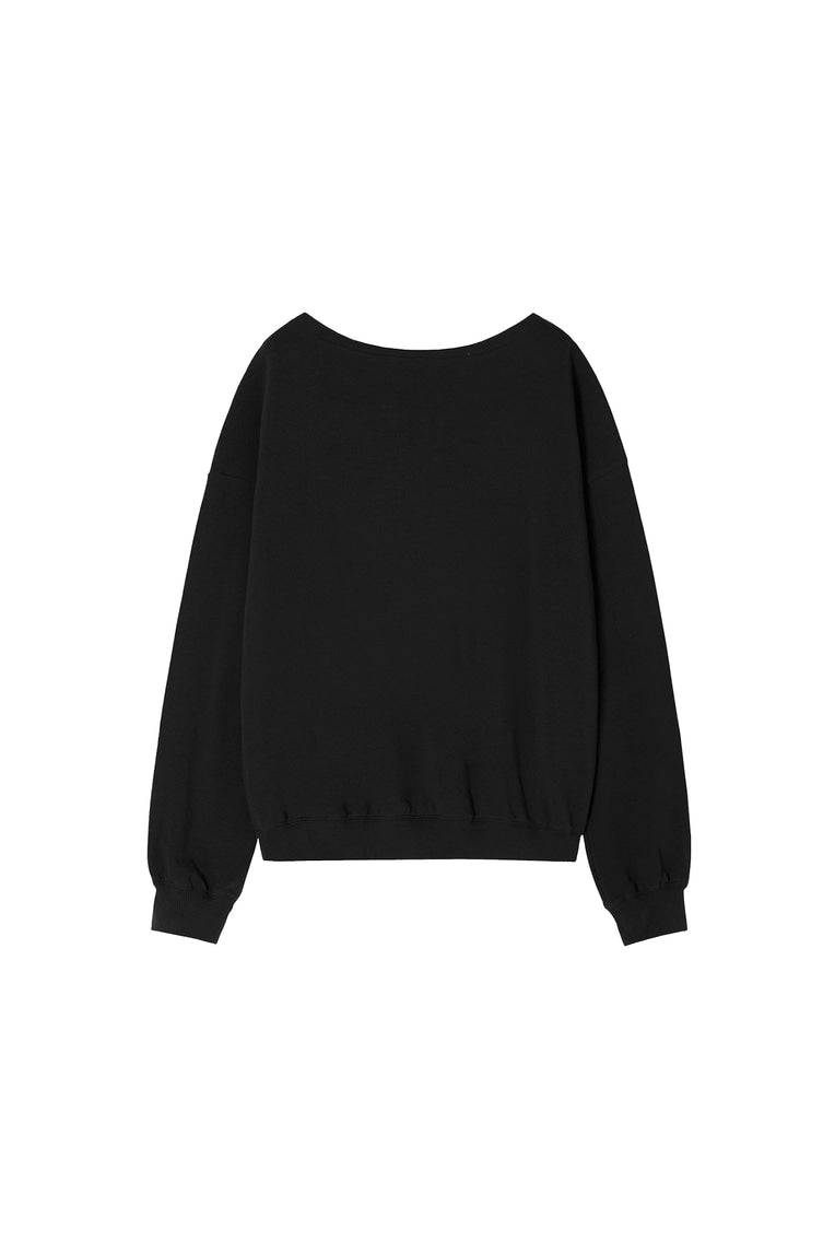 ASYMMETRIC ONE SHOULDER SWEATSHIRT (BLACK)