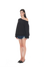 ASYMMETRIC ONE SHOULDER SWEATSHIRT (BLACK)