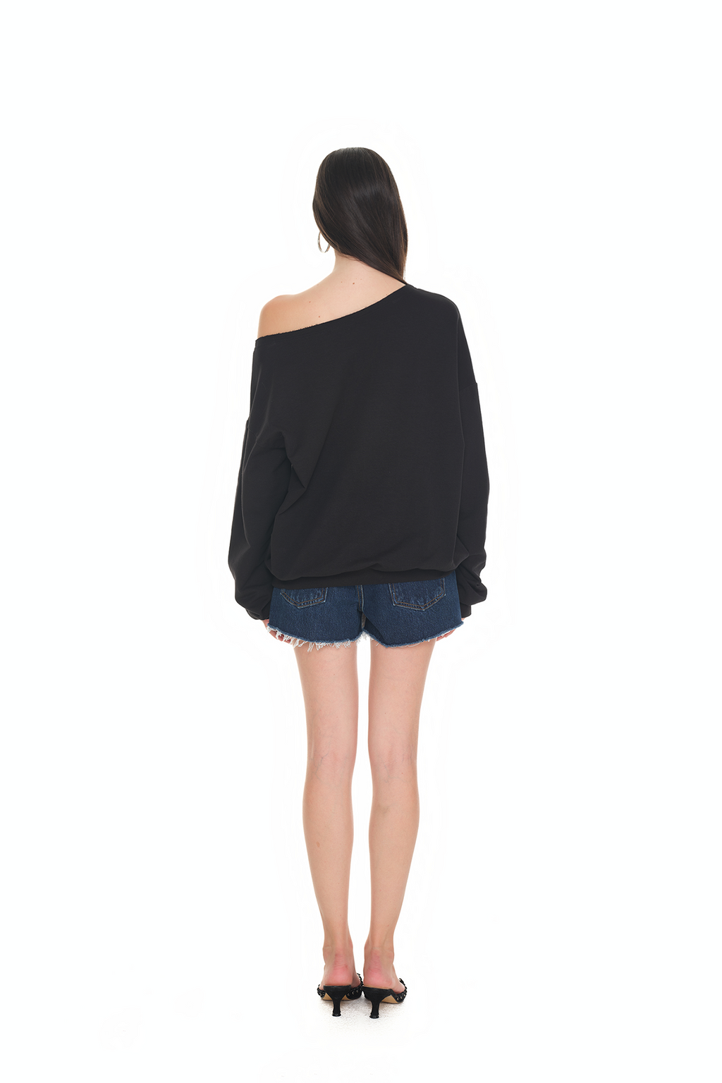 ASYMMETRIC ONE SHOULDER SWEATSHIRT (BLACK)