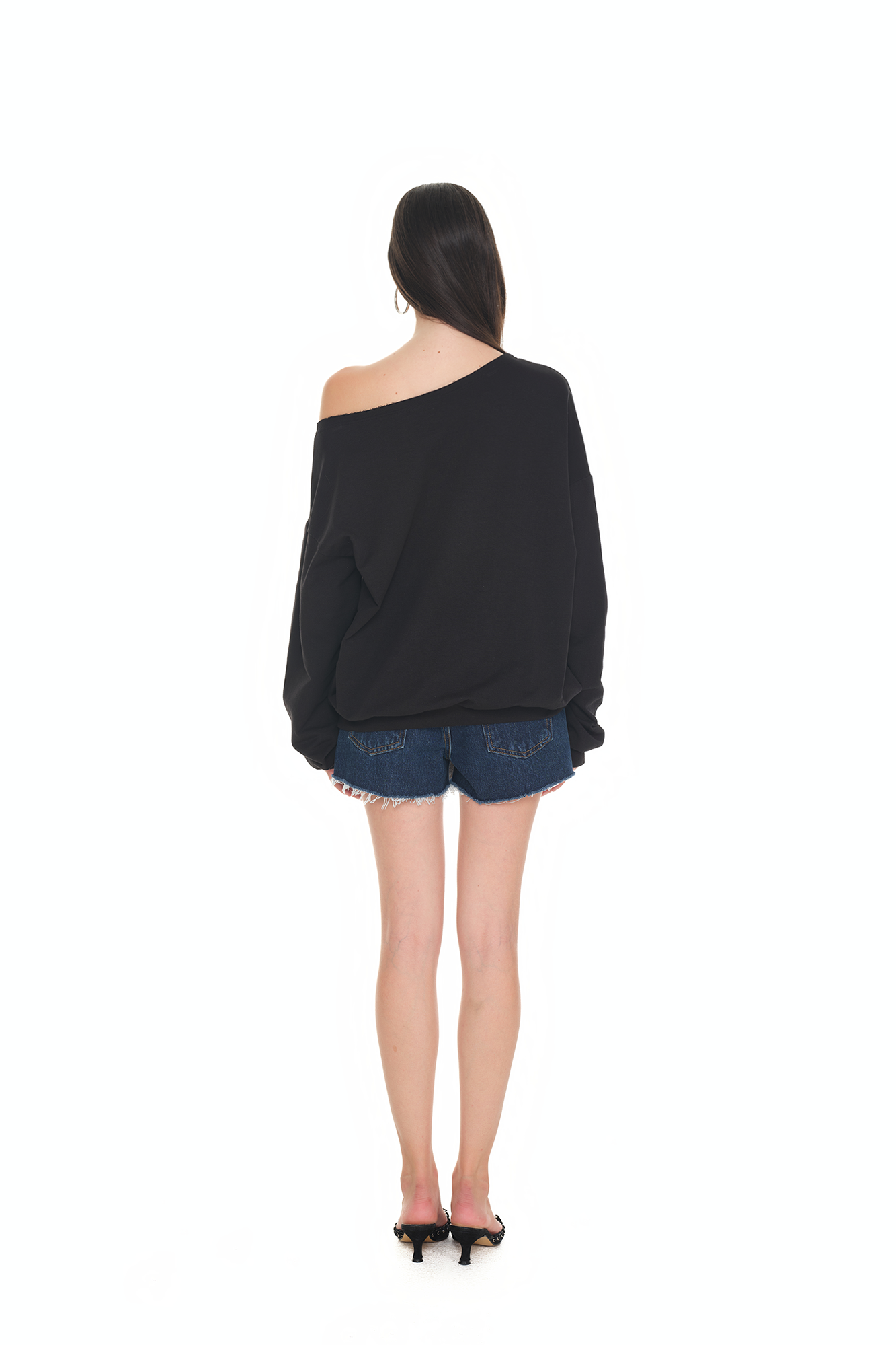 ASYMMETRIC ONE SHOULDER SWEATSHIRT (BLACK)