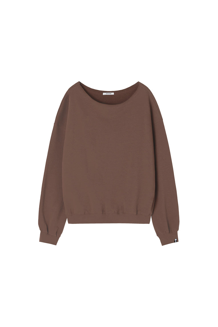 ASYMMETRIC ONE SHOULDER SWEATSHIRT (BROWN)