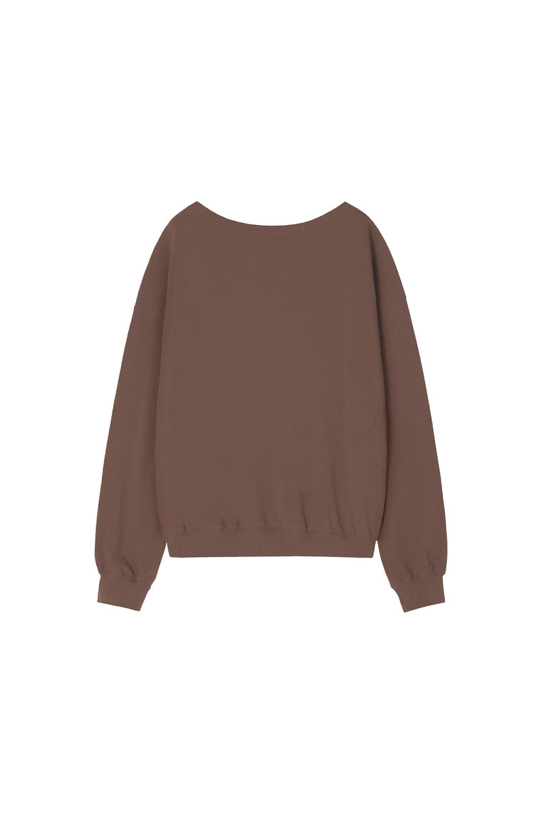ASYMMETRIC ONE SHOULDER SWEATSHIRT (BROWN)