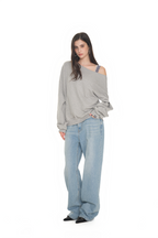 ASYMMETRIC ONE SHOULDER SWEATSHIRT (GREY)
