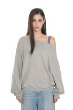ASYMMETRIC ONE SHOULDER SWEATSHIRT (GREY)