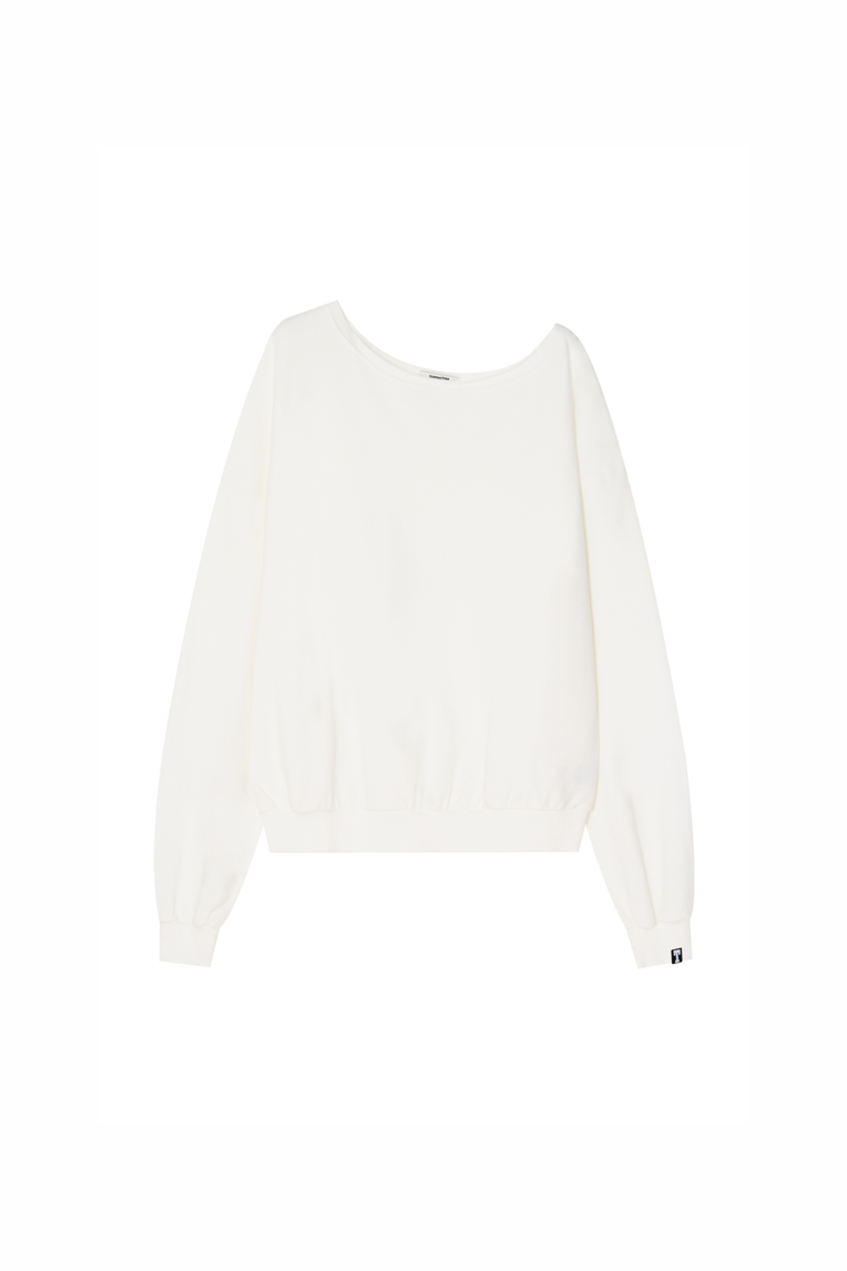 ASYMMETRIC ONE SHOULDER SWEATSHIRT (WHITE)