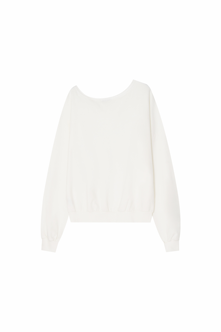 ASYMMETRIC ONE SHOULDER SWEATSHIRT (WHITE)