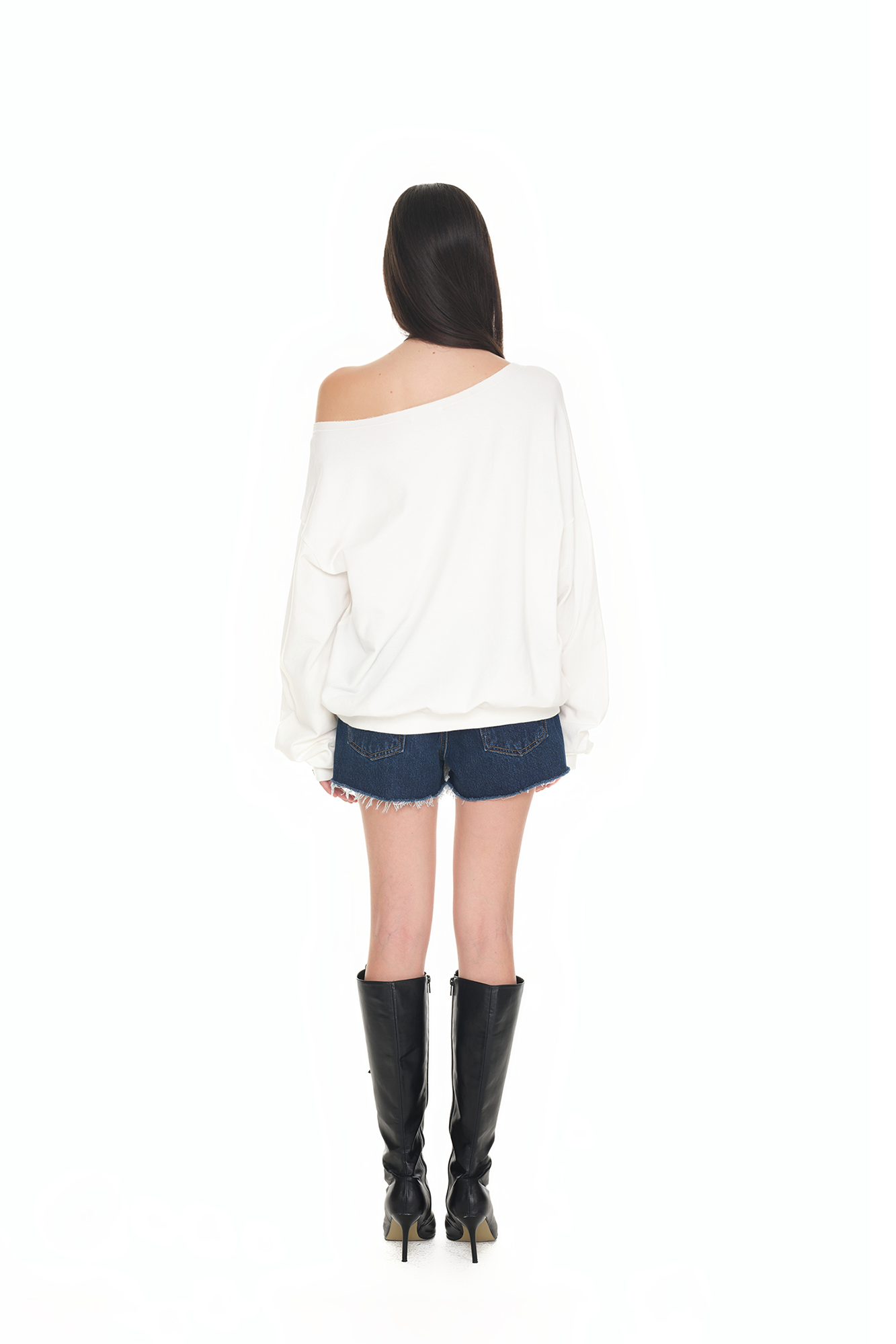 ASYMMETRIC ONE SHOULDER SWEATSHIRT (WHITE)