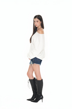 ASYMMETRIC ONE SHOULDER SWEATSHIRT (WHITE)