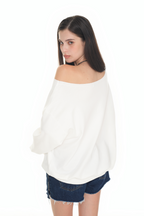 ASYMMETRIC ONE SHOULDER SWEATSHIRT (WHITE)