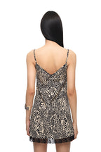 ANIMAL HOTFIX MINI SLIP DRESS (BEIGE)