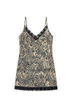 ANIMAL HOTFIX MINI SLIP DRESS (BEIGE)