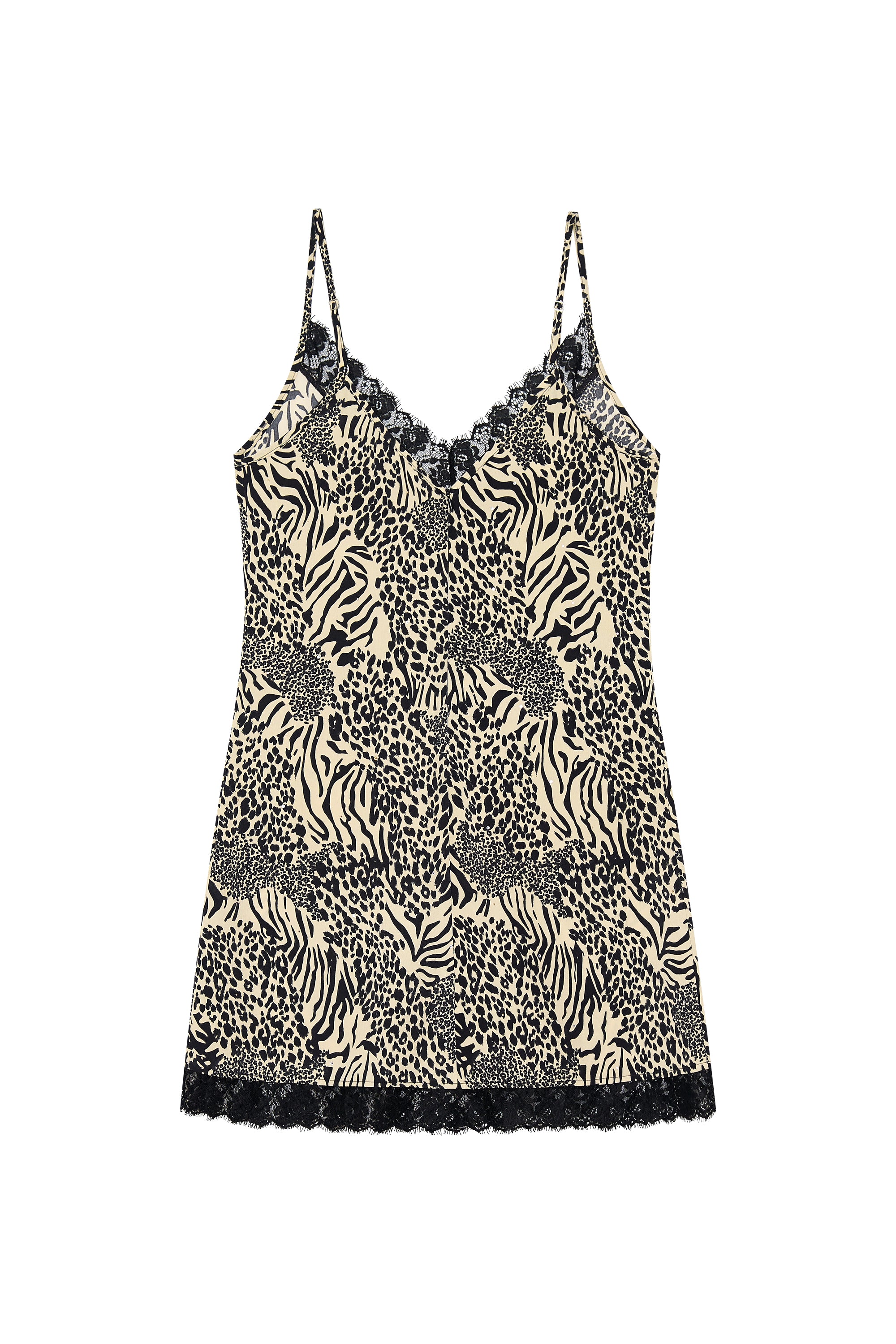 ANIMAL HOTFIX MINI SLIP DRESS (BEIGE)