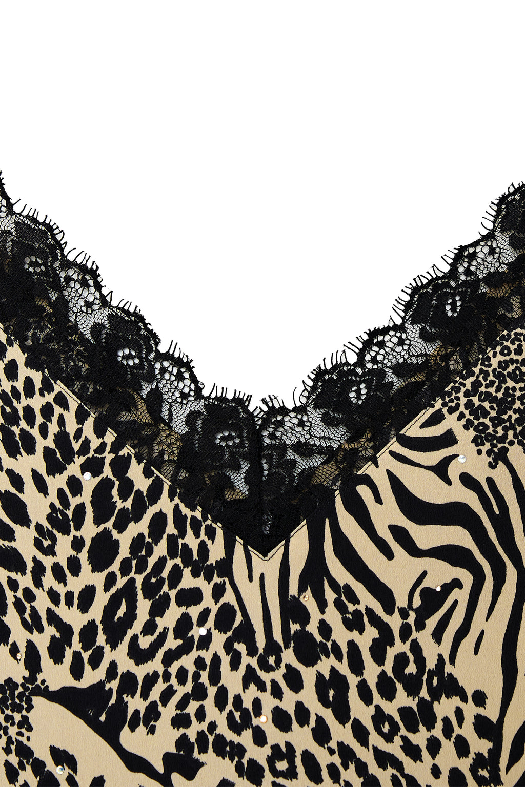 ANIMAL HOTFIX MINI SLIP DRESS (BEIGE)