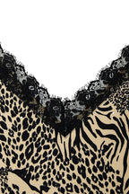 ANIMAL HOTFIX MINI SLIP DRESS (BEIGE)