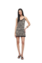 ANIMAL HOTFIX MINI SLIP DRESS (BEIGE)