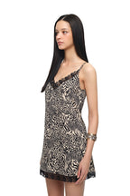 ANIMAL HOTFIX MINI SLIP DRESS (BEIGE)
