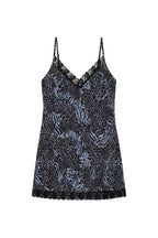 ANIMAL HOTFIX MINI SLIP DRESS (BLUE)