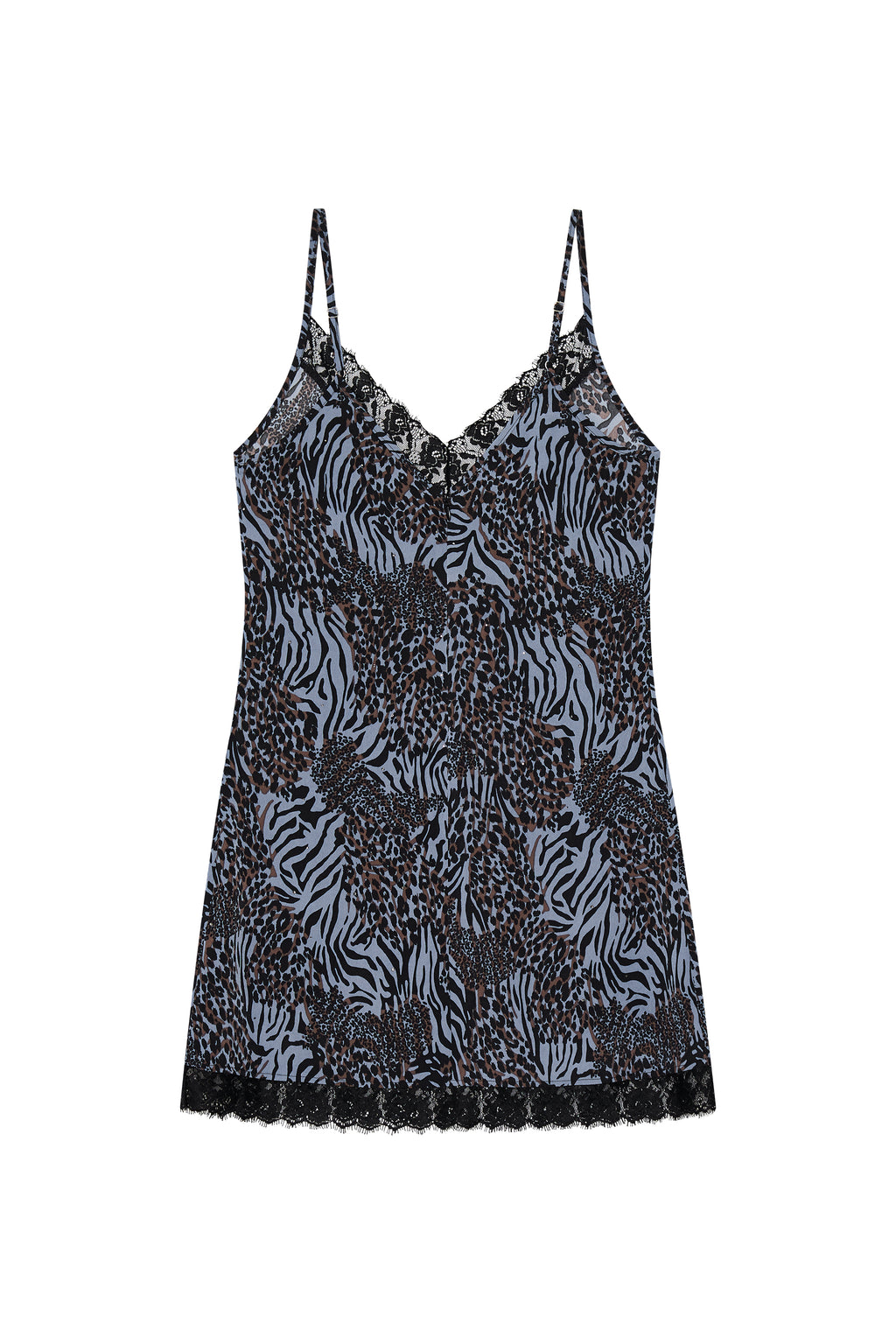 ANIMAL HOTFIX MINI SLIP DRESS (BLUE)