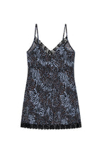 ANIMAL HOTFIX MINI SLIP DRESS (BLUE)