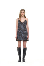 ANIMAL HOTFIX MINI SLIP DRESS (BLUE)
