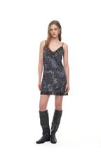 ANIMAL HOTFIX MINI SLIP DRESS (BLUE)