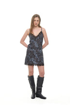 ANIMAL HOTFIX MINI SLIP DRESS (BLUE)
