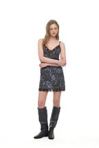 ANIMAL HOTFIX MINI SLIP DRESS (BLUE)