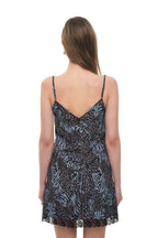 ANIMAL HOTFIX MINI SLIP DRESS (BLUE)