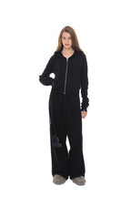 BASIC CROP WAFFLE ZIP-UP HOODIE (BLACK)