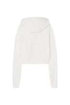 BASIC CROP WAFFLE ZIP-UP HOODIE (WHITE)