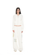 BASIC CROP WAFFLE ZIP-UP HOODIE (WHITE)