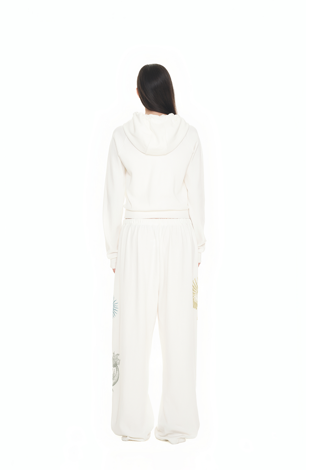 BASIC CROP WAFFLE ZIP-UP HOODIE (WHITE)
