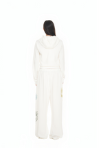 BASIC CROP WAFFLE ZIP-UP HOODIE (WHITE)