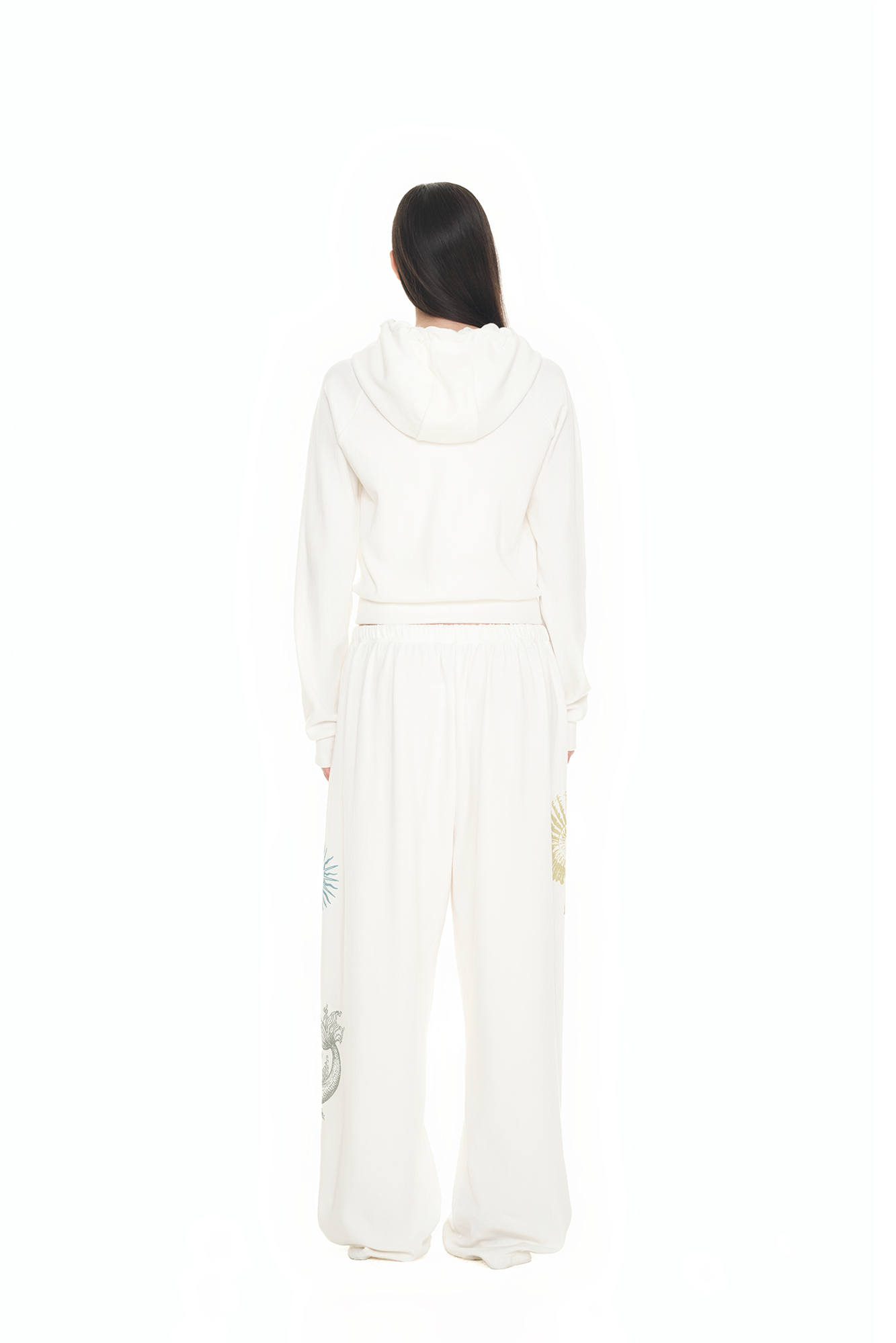 BASIC CROP WAFFLE ZIP-UP HOODIE (WHITE)