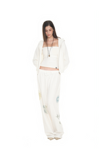 BASIC CROP WAFFLE ZIP-UP HOODIE (WHITE)