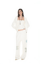 BASIC CROP WAFFLE ZIP-UP HOODIE (WHITE)