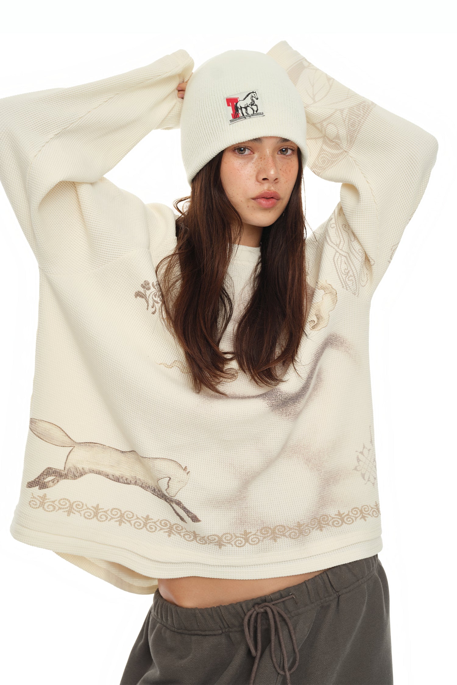 COWGIRL LABEL BEANIE (IVORY)