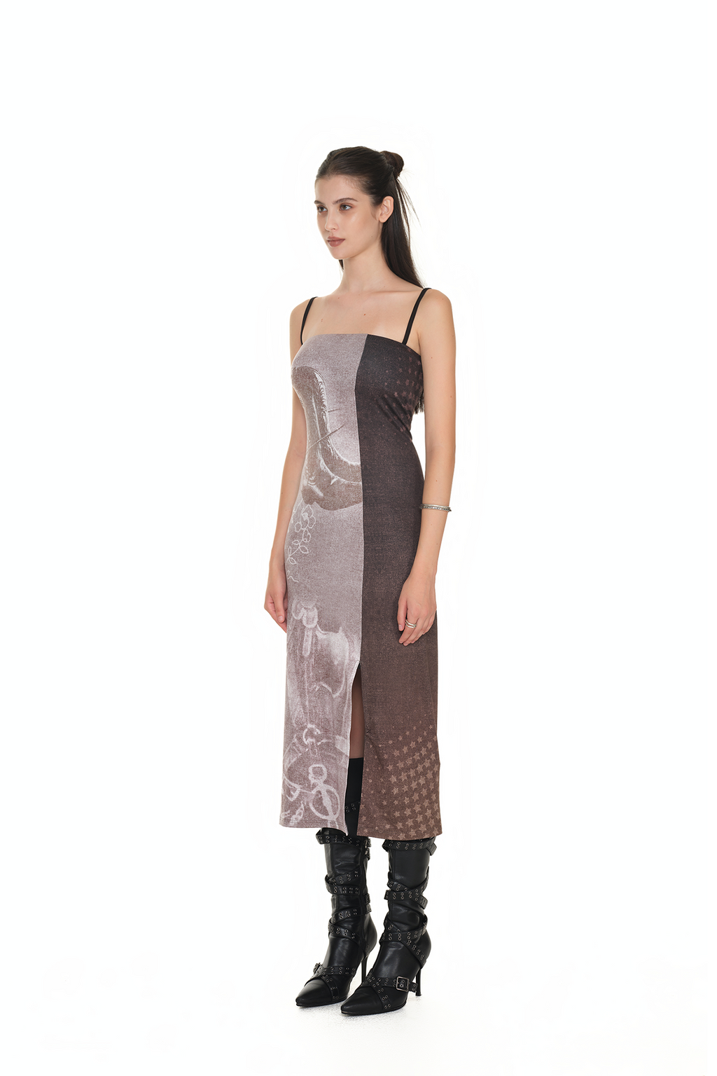COWGIRL PRINTED DRESS (BROWN)