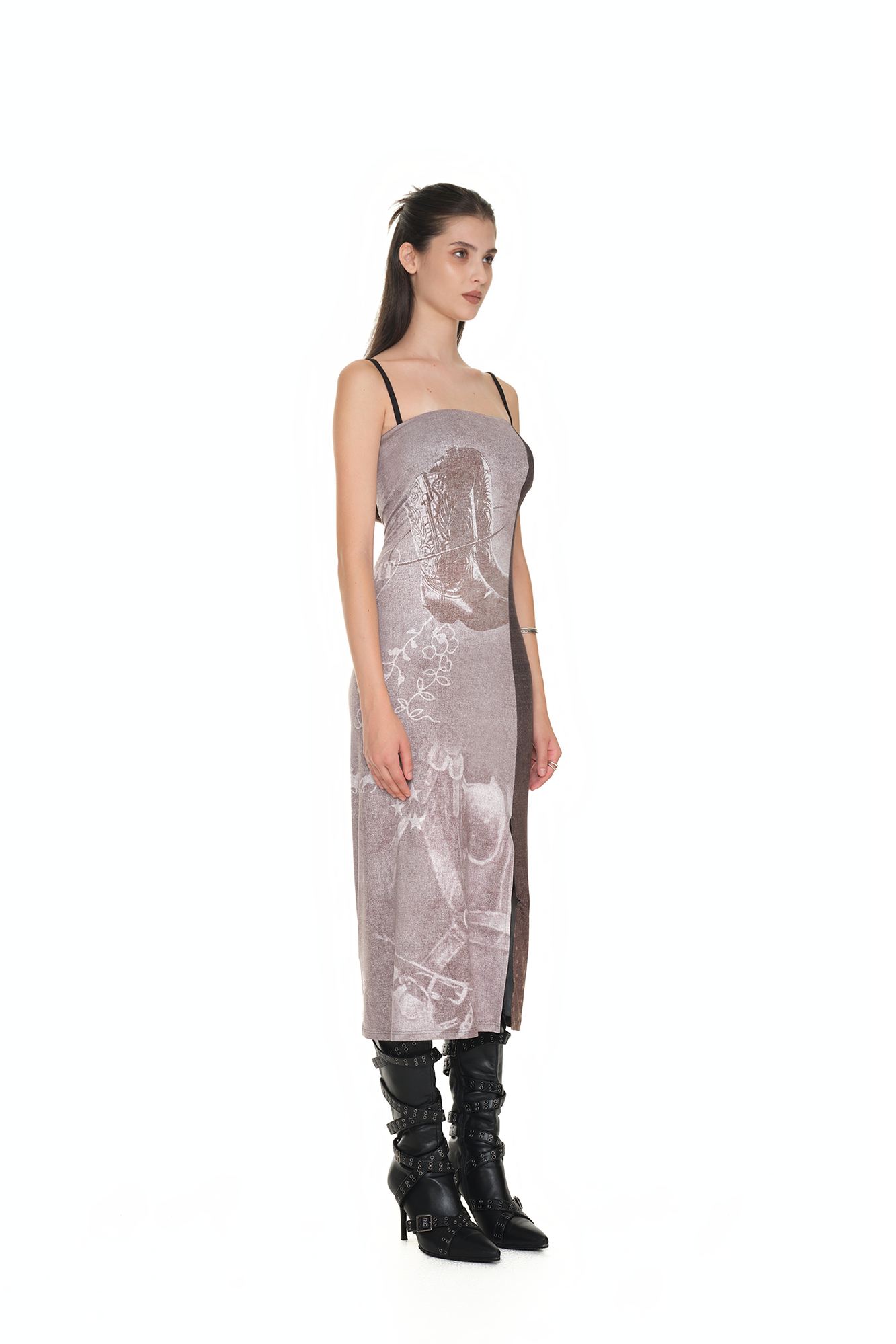 COWGIRL PRINTED DRESS (BROWN)