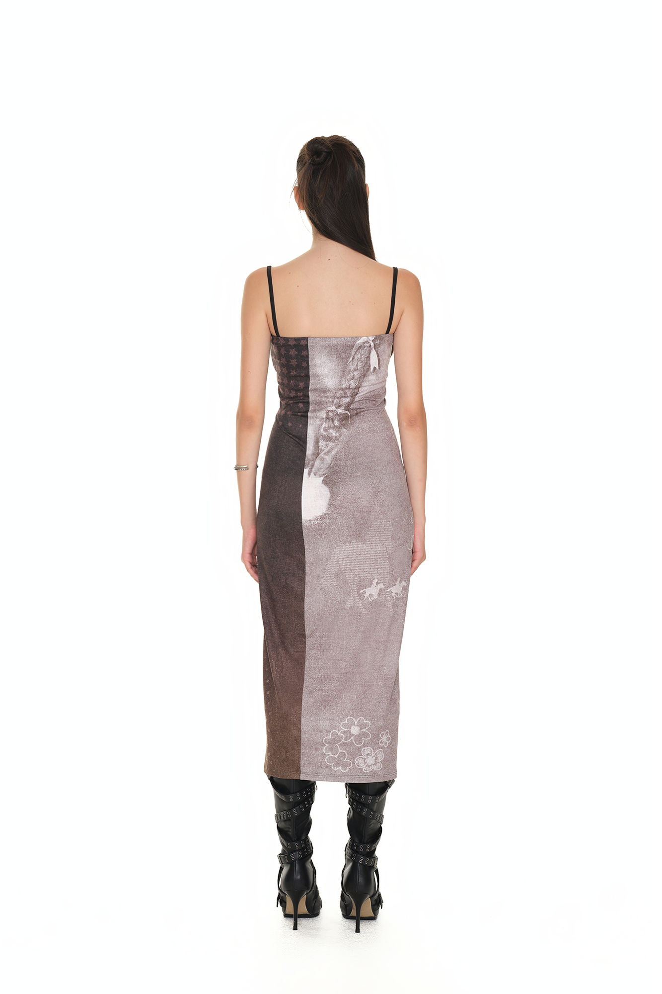 COWGIRL PRINTED DRESS (BROWN)