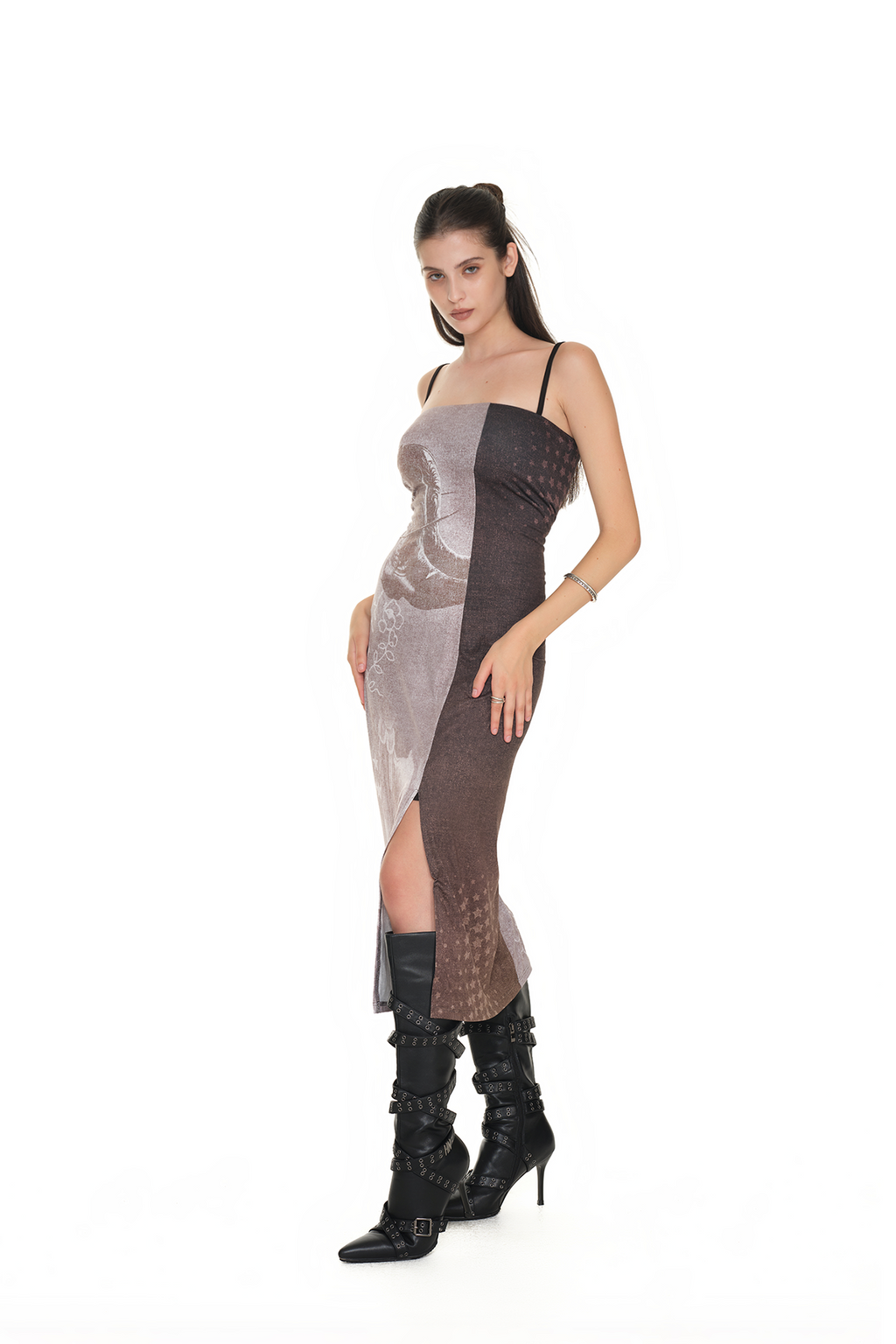 COWGIRL PRINTED DRESS (BROWN)