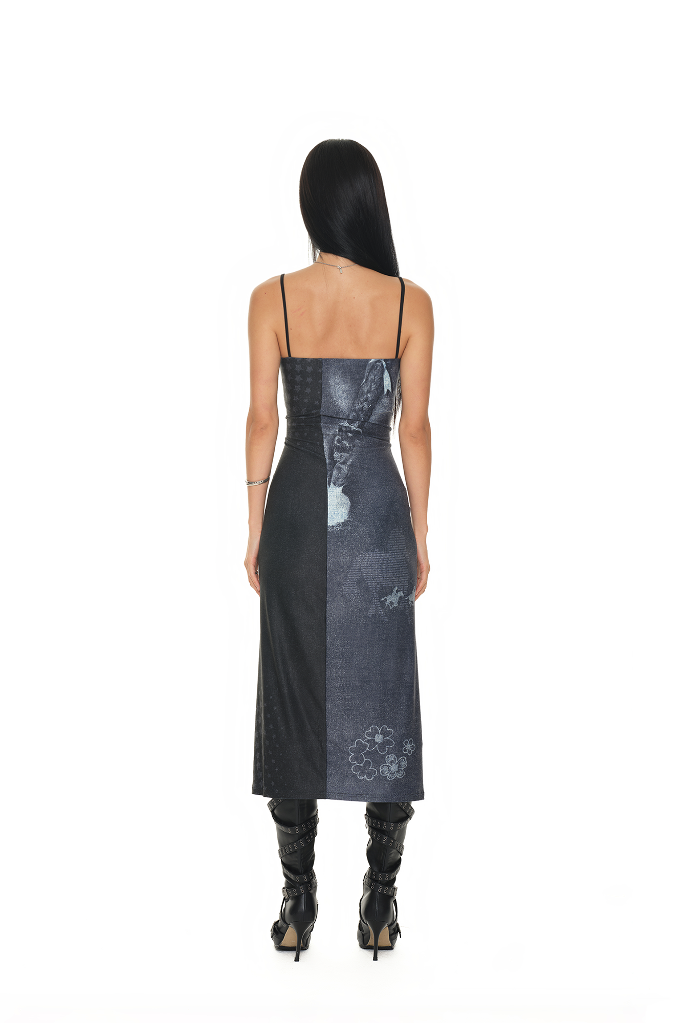 COWGIRL PRINTED DRESS (NAVY)