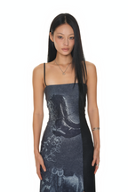 COWGIRL PRINTED DRESS (NAVY)