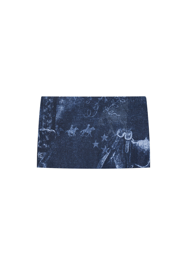 COWGIRL PRINTED SKIRT PANTS (BLUE)