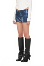 COWGIRL PRINTED SKIRT PANTS (BLUE)