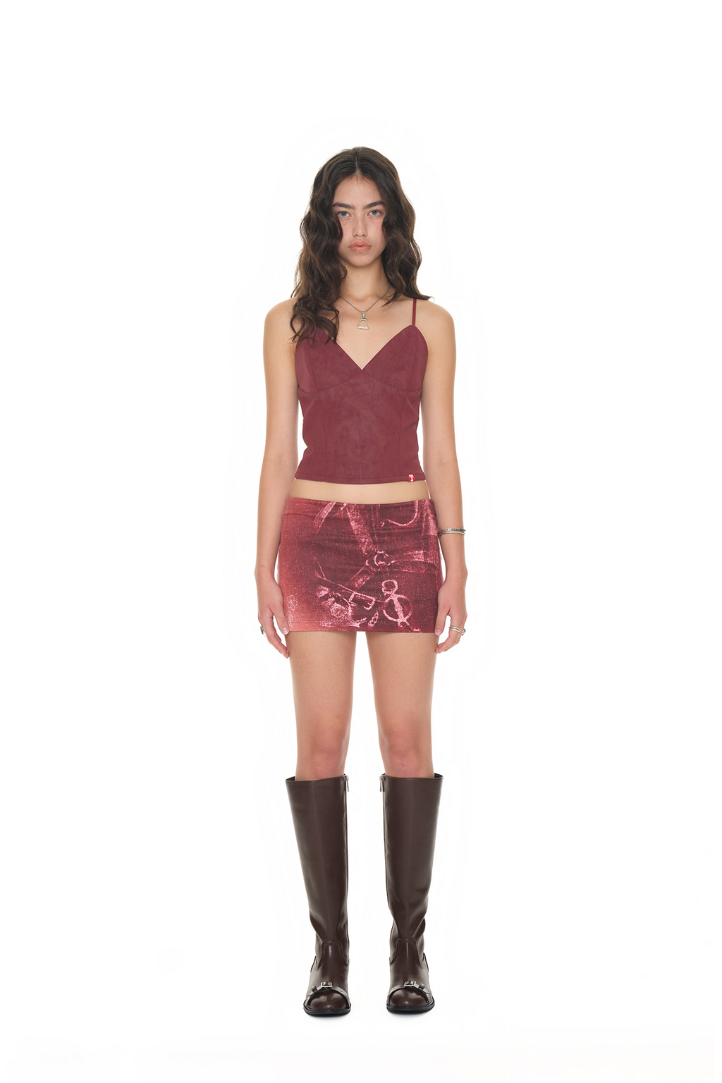 COWGIRL PRINTED SKIRT PANTS (RED)