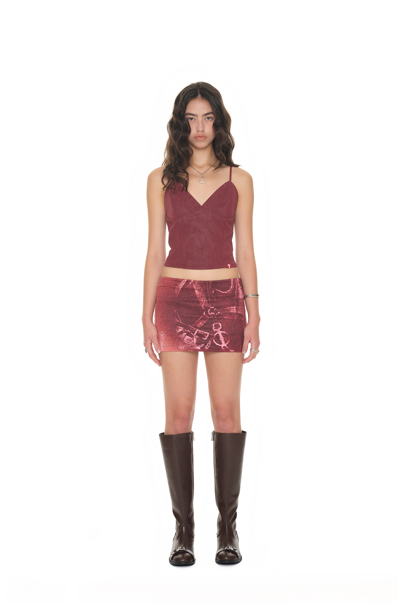 COWGIRL PRINTED SKIRT PANTS (RED)