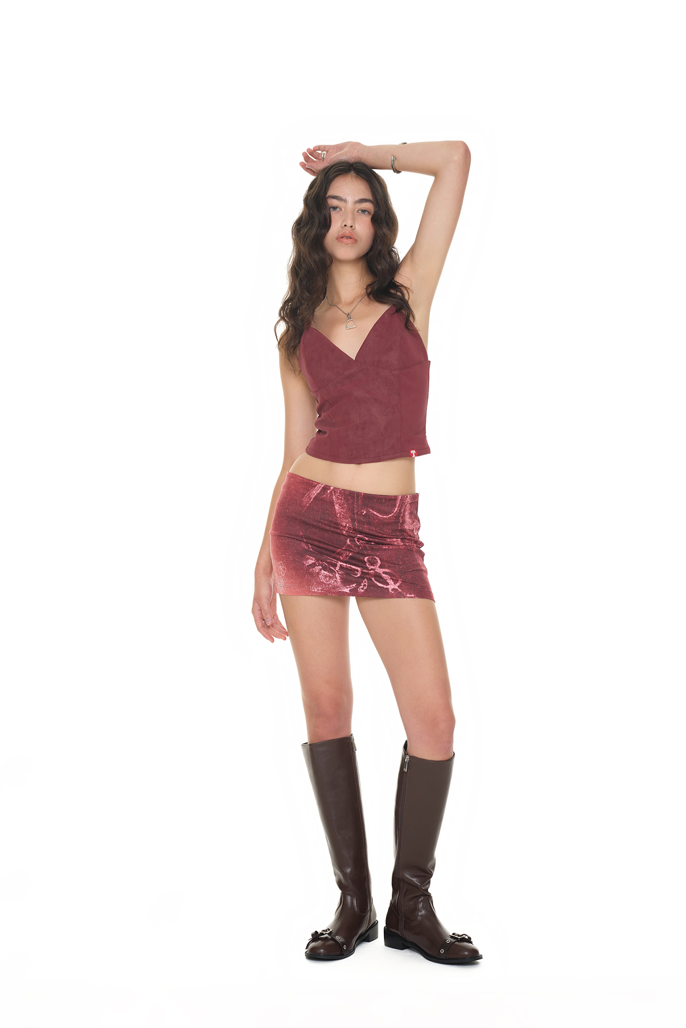 COWGIRL PRINTED SKIRT PANTS (RED)
