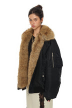 FAUX FUR BOMBER JACKET (BLACK)