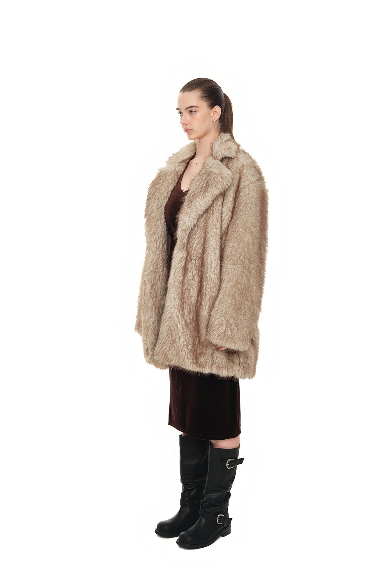 FAUX FUR HALF COAT (BEIGE)